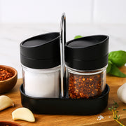 Apex Helix Salt N Pepper 2-piece Plastic Jar Set With Stand thumbnail 2
