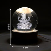 Ganpati 3d Crystal Ball Lamps With Wood Base thumbnail 2