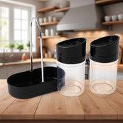 Apex Helix Salt N Pepper 2-piece Plastic Jar Set With Stand thumbnail 4