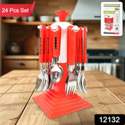 Classic Cutlery Set For Dining Table Stainless Steel 24-piece Set With Stand (1 Set thumbnail 6
