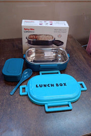 3 In 1 Spicy Bite Stainless Steel Lunch Box With Plastic Small Box  Spoon (1 Set) thumbnail 6