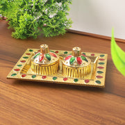 5996 Rakasha Bandhan Special Puja Thali Kumkum Thali Holder Pooja Return Gift Indian Housewarming Gifts Brotherbhaibhabhisisterfamily Rakhi For Rakshabandhan thumbnail 3