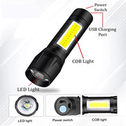 7528  Mini Search Rechargeable Led Long Range Flashlight Emergency Light Torch thumbnail 3