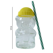Cute Glass Bear Shape Kids Drinking Cup Bottle With Straw (1 Pc 350 Ml) thumbnail 4