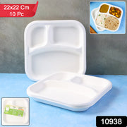 Compostable Bagasse 3-compartment Square Meal Plate thumbnail 6