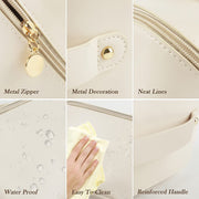 Premium Cream Travel Makeup  Toiletry Organizer Pouch With Zipper  Handle (1 Pc) thumbnail 5