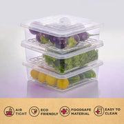 Plastic Food Storage Containers With Removable Drain Tray And Lid (3 Pcs Set) thumbnail 3