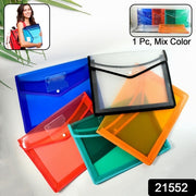 Transparent Document File Folder  Multi-color Button Closure File Bags (1 Pc  Mix Color) thumbnail 6