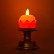 Premium Lotus Shaped Led Flameless Candle With Decorative Holder (1 Pc) thumbnail 5