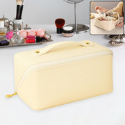 Premium Cream Travel Makeup  Toiletry Organizer Pouch With Zipper  Handle (1 Pc) thumbnail 1