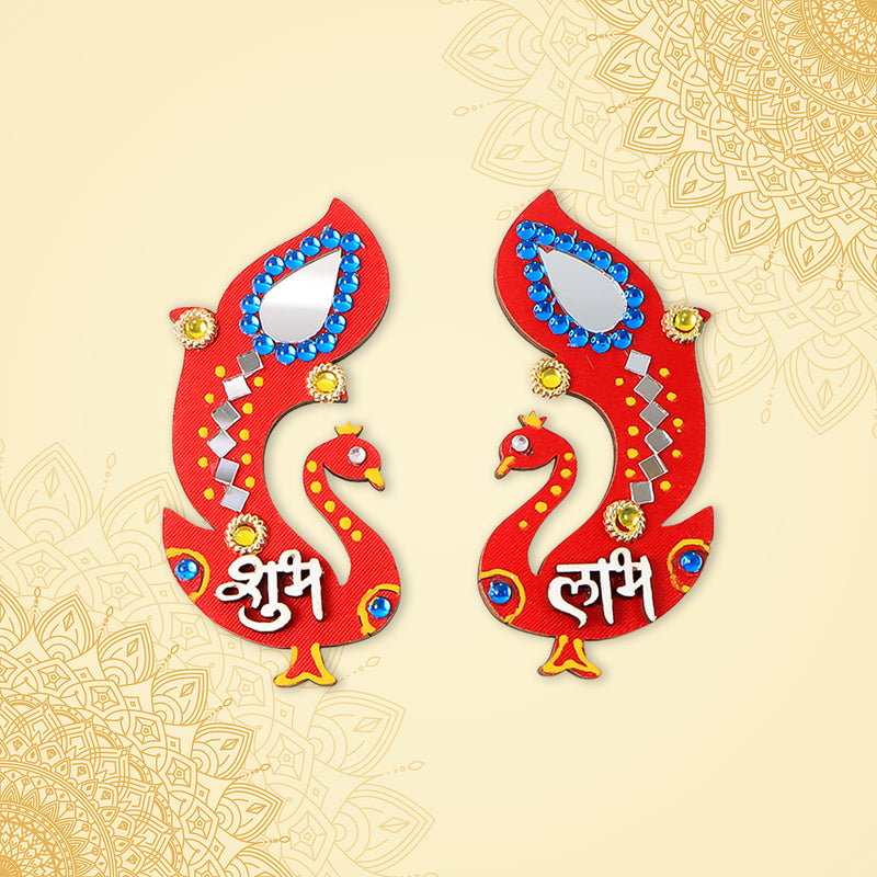 Decorative Wooden Shubh Labh Wall Hanging (2 Pc)