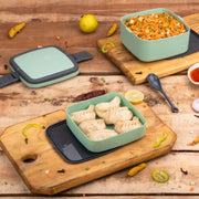 2860 Green Double-layer Portable Lunch Box Stackable With Carrying Handle And Spoon Lunch Box thumbnail 1