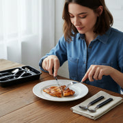 Premium Stainless Steel Kitchen Plastic Handle Cutlery Set With Tray (24 Pc Set) thumbnail 4