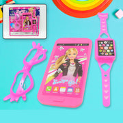 3247 Barbiee Phone Watch And Glasses Set For Girls Beautiful Barbie Musical Phone Abs Plastic Toy Battery Operated Barbie Glass  Musical Mobile Phone   Toddler  Toy Phone For Kids  Calling Toy Phone (3 Pcs Set Battery Not Included) thumbnail 5