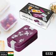 5332 Airtight Lunch Box 2 Compartment Lunch Box Leak Proof Food Grade Material Lunch Box Modern Appearance  Compact Lunch Box With Spoon thumbnail 4