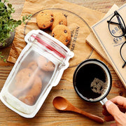1074 Reusable Airtight Seal Plastic Food Storage Mason Jar Zipper (500ml) thumbnail 2