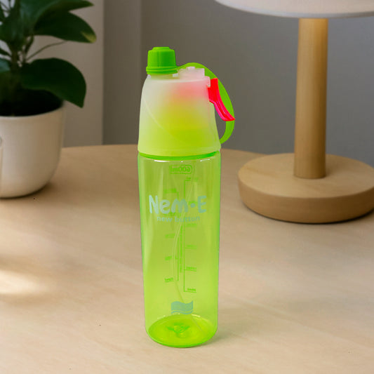 Plastic Dual Function Sports Water Bottle With Built-in Mist Spray And Leakproof Cap (600ml 1 Pc)