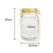 1073 Reusable Airtight Seal Plastic Food Storage Mason Jar Zipper (150ml) thumbnail 6
