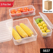 5637 Plastic Food Storage Container For Fridge Fridge Storage Boxes With Lid Stackable Fridge Storage Containers Freeze Organizer Items And Storage Vegetable Storage Box For Fridge (3 Pcs Set) thumbnail 7
