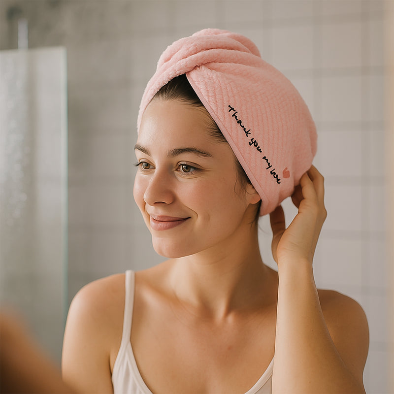 Ultra Soft Microfiber Hair Drying Towel Wrap With Button Lock (1 Pc)