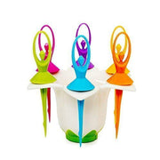 2046 Dancing Doll Fruit Fork Cutlery Set With Stand Set Of 6. thumbnail 1