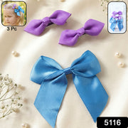 Elegant Satin Ribbon Bow Hair Clips Set (3 Pc) thumbnail 7