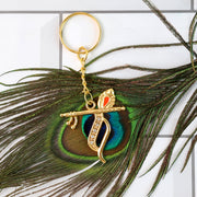 Flute And Peacock Feather Krishna Design Keychain (1 Pc) thumbnail 5
