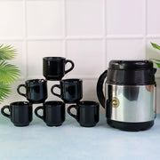 Tea And Coffee Thermos Flask And 6 Ceramic Cups (1 Set) thumbnail 2