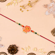 Cute Lion Kids Rakhi With Beaded Thread thumbnail 1