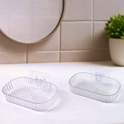 Self Adhesive Transparent Wall Mounted Soap Dish Holder (2 Pc) thumbnail 2