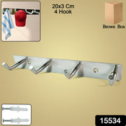 Stainless Steel Wall Mounted Coat 4 Hook Rack (20x3  1 Pc) thumbnail 7
