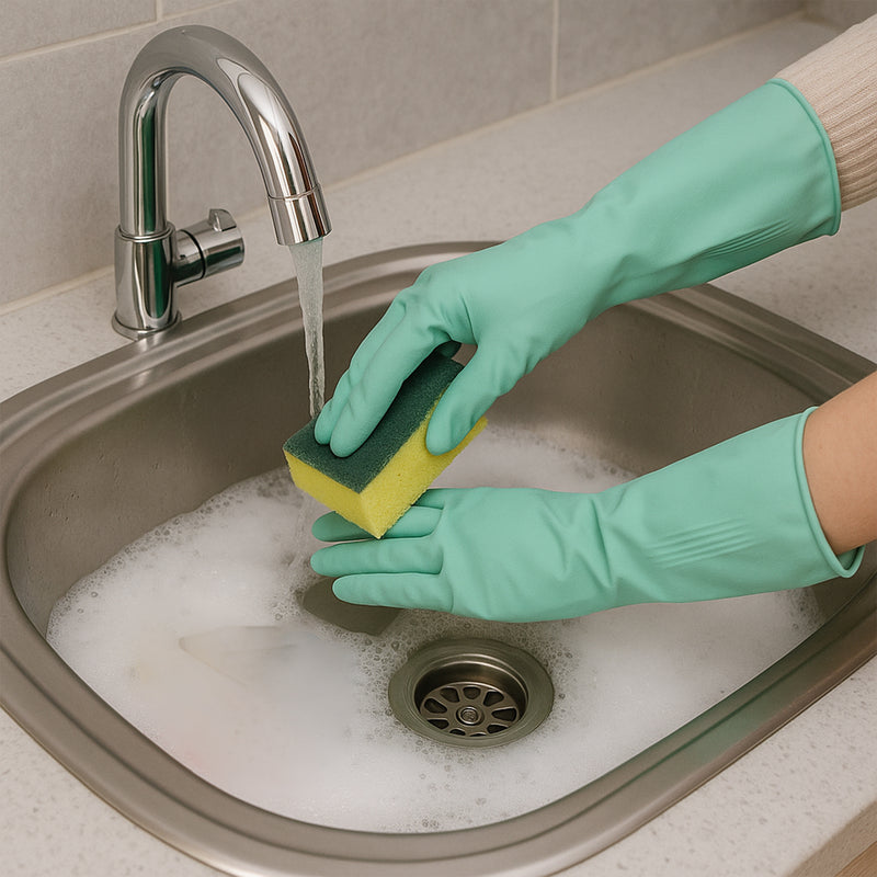 Long Cuff Multipurpose Rubber Cleaning Gloves (1 Pair Mix Color)