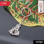 Premium Silver-finish Metal Bal Krishna Eating Makhan Keychain (1 Pc) thumbnail 7