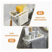 8788 Multipurpose Platic Hanging Drain Rack Retractable Sponge Storage Hanging Rack With Adhesive Hook For Kitchen And Bathroom Dishcloth Holders Basket Drying Tray Organizer thumbnail 5