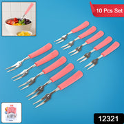 Premium Stainless Steel Fruit Fork Set  10 Pieces With Soft Non-slip Handle thumbnail 5