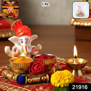 Decorative Lord Ganesha Pooja Thali Set (1 Pc) thumbnail 7