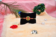 Designer Flower Rakhi With Colorful Enamel Petals And Golden Beads thumbnail 1
