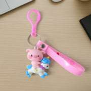 Cute Pig Riding Unicorn Cartoon Keychain (1 Pc) thumbnail 5