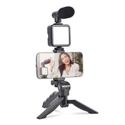 6054 Vlogging Kit For Video Making With Mic Mini Tripod Stand Led Light  Phone Holder Clip For Making Videos thumbnail 1