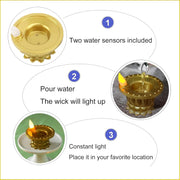 Set Of 3 Water Sensor Led Golden Diyas thumbnail 3