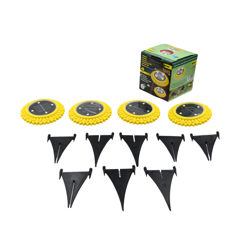 9364 4 Pack Solar Ground Lights Led Solar Powered Disk Lights Outdoor Waterproof Garden Landscape Lighting For Yard Deck Lawn Pathway Walkway Balcony Decoration