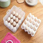 5725 2layer 32 Grid Egg Tray With Lid Egg Carrier Holder For Refrigerator Camping Food Storage Container With Handle (1 Pc ) thumbnail 3