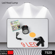 7520 Head Lamp 9 Led Long Range Rechargeable Headlamp Adjustment Lamp Use For Farmers Fishing Camping Hiking Trekking Cycling thumbnail 7