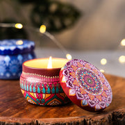 Premium Decorative Mandala Printed Metal Candle Container (4 Pc) thumbnail 6