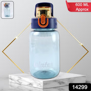 Blue Plastic Leak-proof Flip Cap  Safty Lock Water Bottle (600ml Approx  1 Pc) thumbnail 4