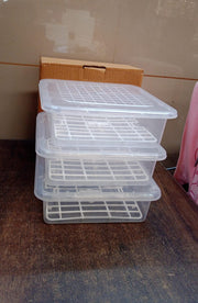Plastic Food Storage Containers With Removable Drain Tray And Lid (3 Pcs Set) thumbnail 6