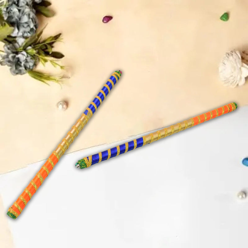 Traditional Decorative Dandiya Sticks Pair For Navratri Garba (2 Pc)