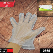 0665 Large Size Plastic Transparent Disposable Clear Plastic Hand Gloves For Home Kitchen Hotels Hospitals Clinics Beauty Parlor Saloons (100 Pcs) thumbnail 7