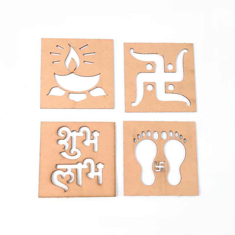 Wooden Decorative Cutouts (Mix Design  4 Pc)