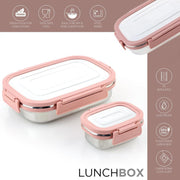 Premium Stainless Steel Leak Proof Air Tight Lunch Boxes (900ml+200ml Approx  2 Pc Set) thumbnail 2